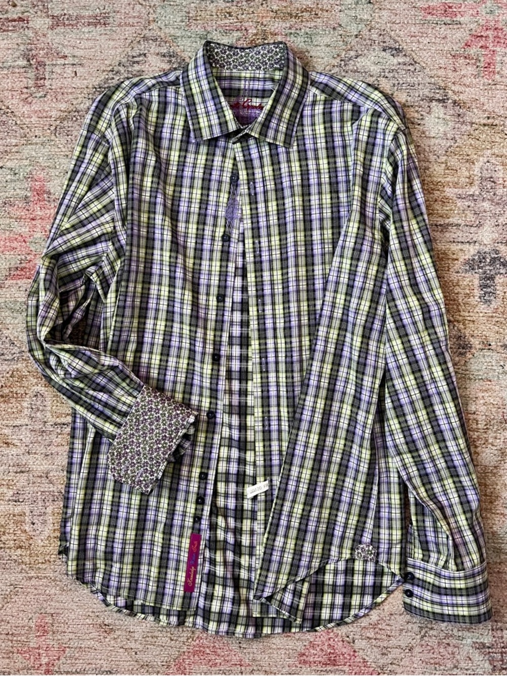 Robert Graham Green & Purple Plaid Button-Up Shirt